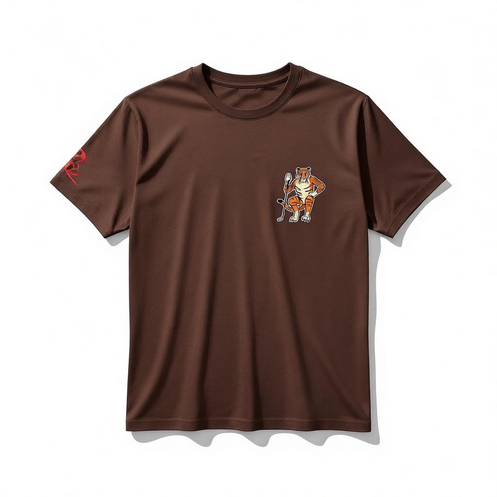 New Mens Large Barstool Sports Golf Tiger Brown Graphic T-Shirt